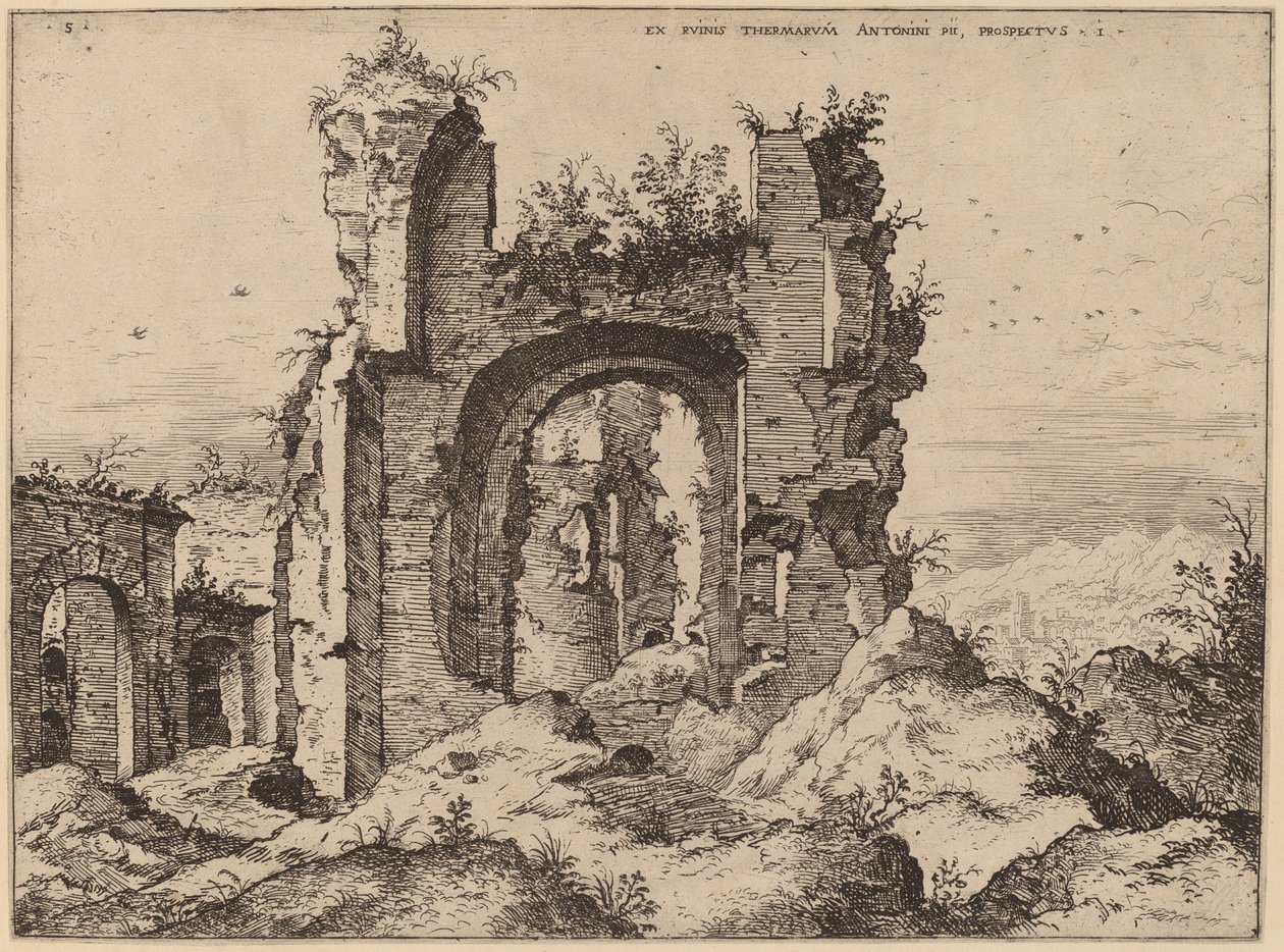 Uitzicht op de Baden van Caracalla door Hieronymus Cock