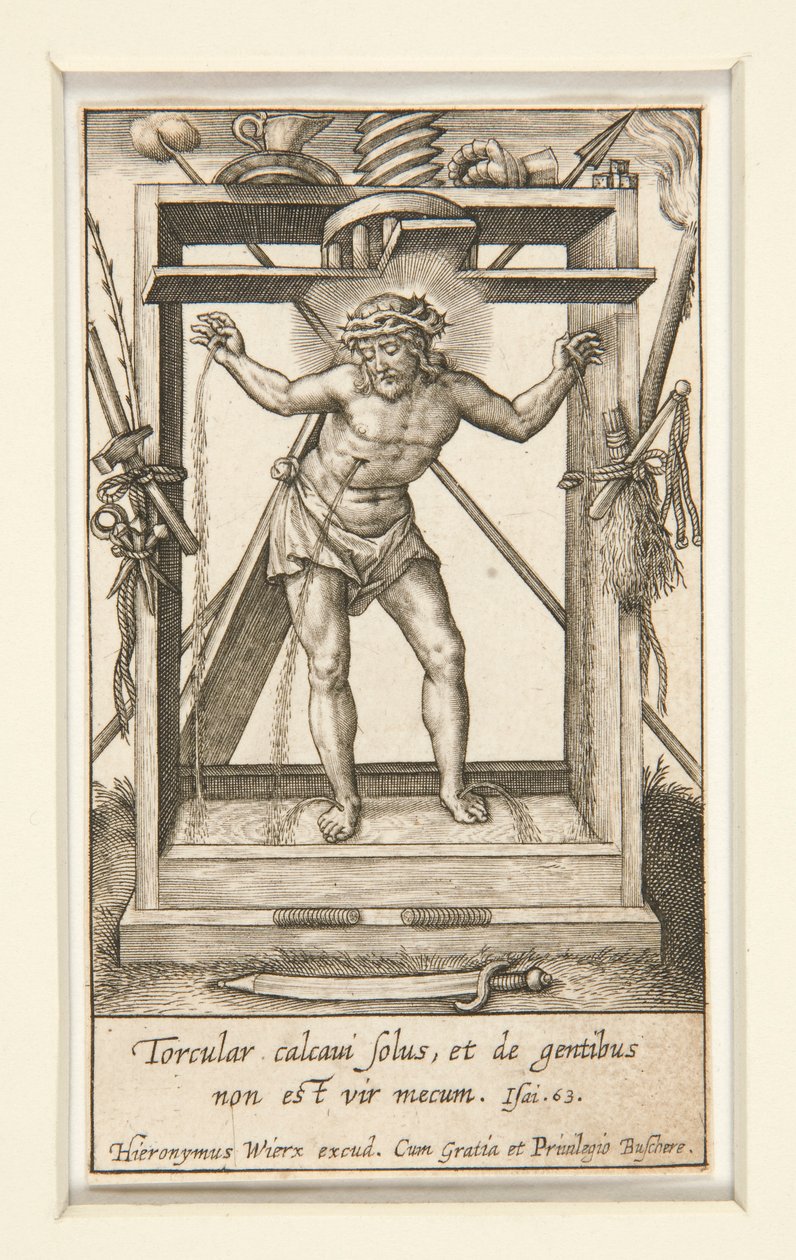 Christus in de wijnpers door Hieronymus Wierix