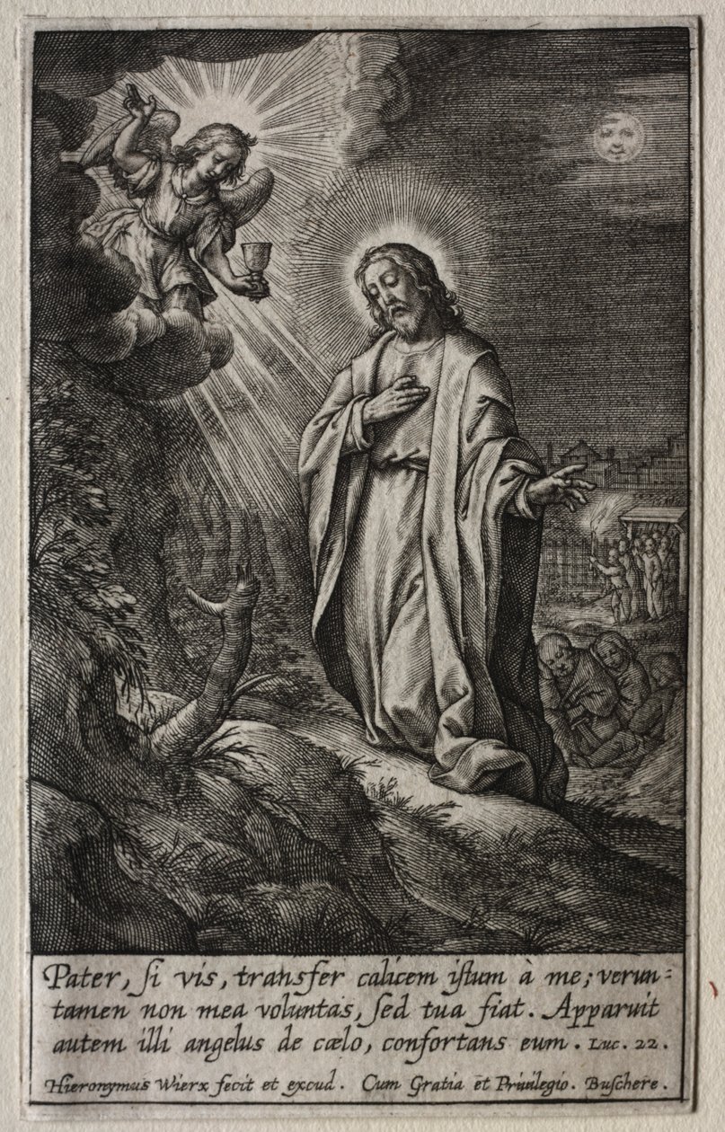 De Passie: De Agonie in de Tuin door Hieronymus Wierix