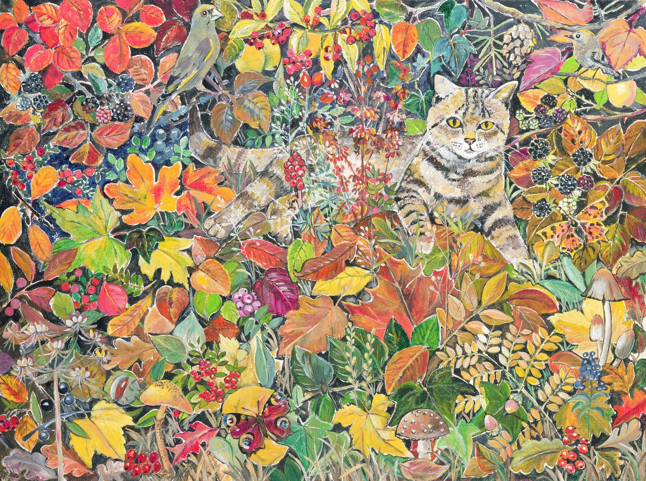 Cyperse kat in de herfst door Hilary Jones