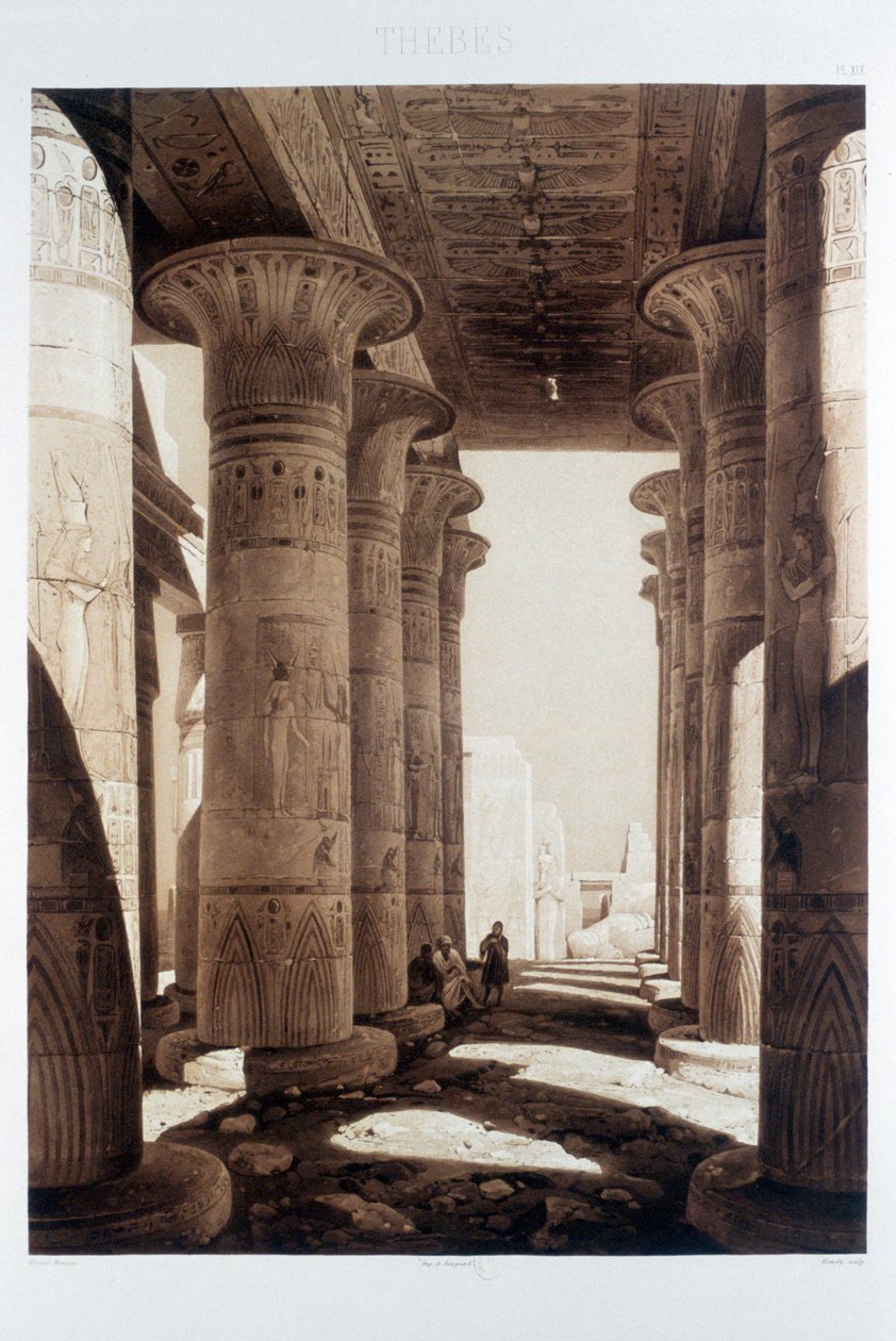 Hypostyle Hal van het Ramesseum, Thebe, Egypte, 1841 door Himely