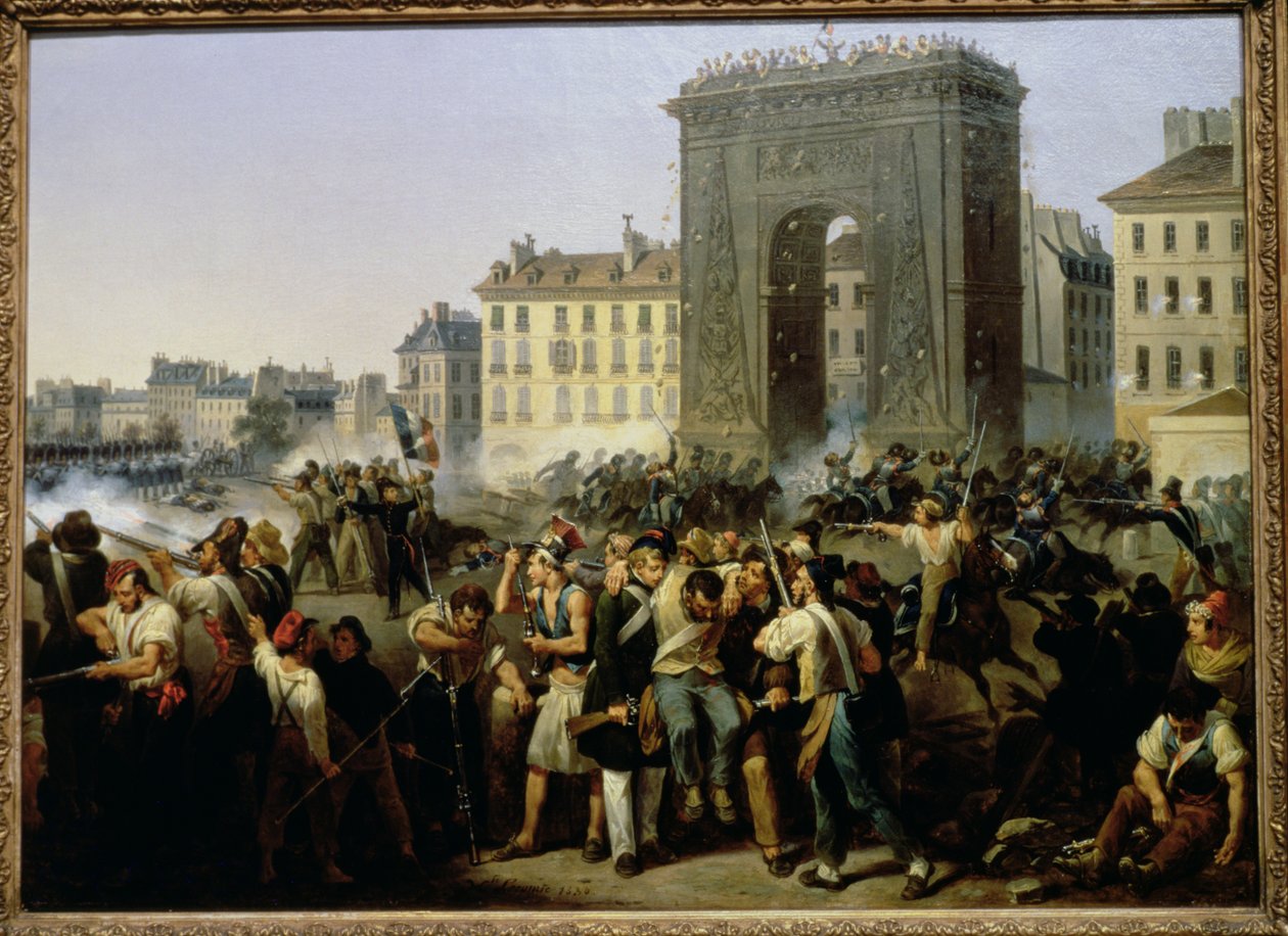 Slag bij de Porte Saint-Denis, 28 juli 1830 door Hippolyte Lecomte