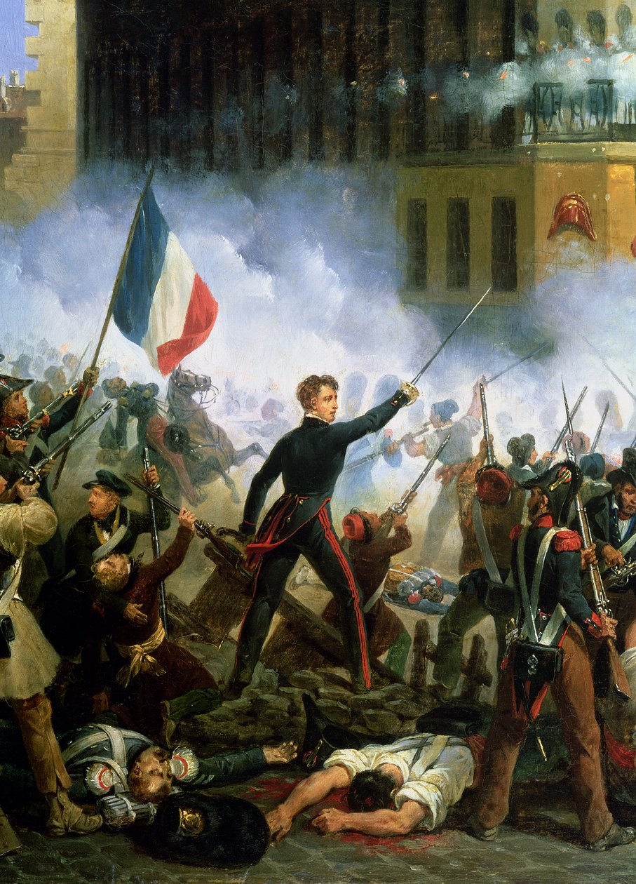 Slag in de Rue de Rohan, 28 juli 1830, 1831 (detail) door Hippolyte Lecomte
