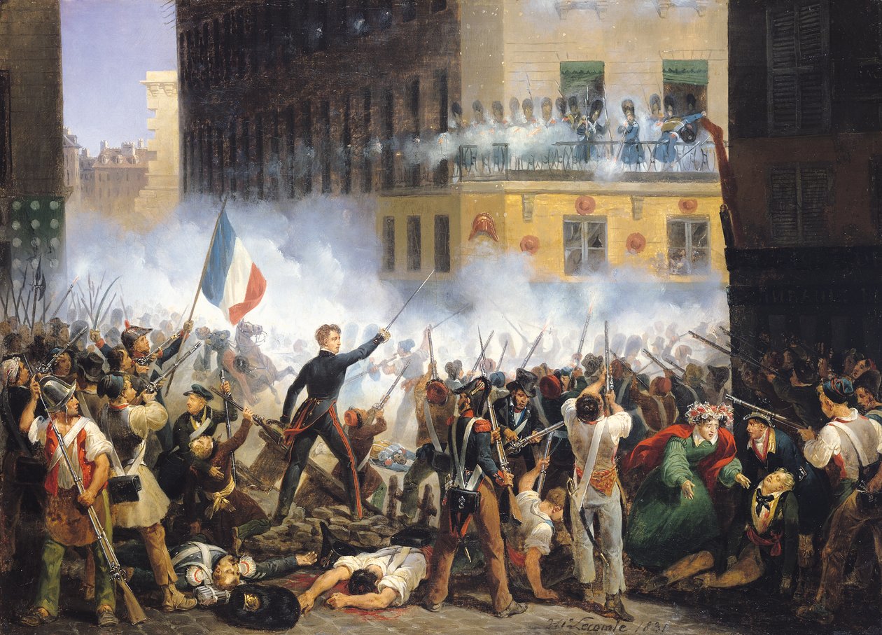 Slag in de rue de Rohan, 28 juli 1830 door Hippolyte Lecomte