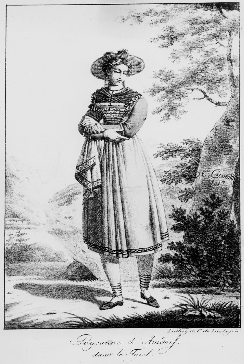 Boerin uit Audorf in Tirol, 1817 door Hippolyte Lecomte