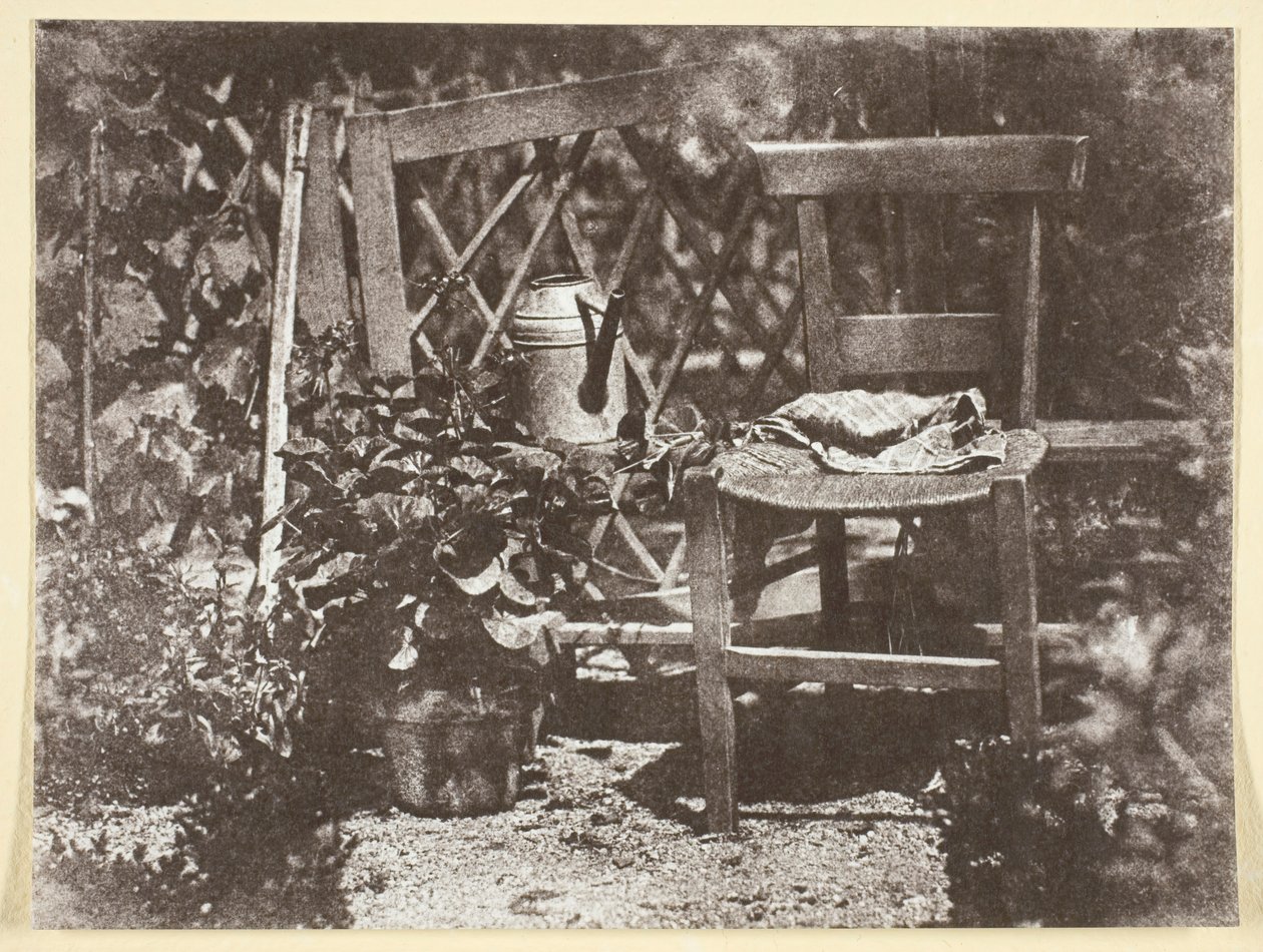 Stoel in een tuin door Hippolyte Bayard