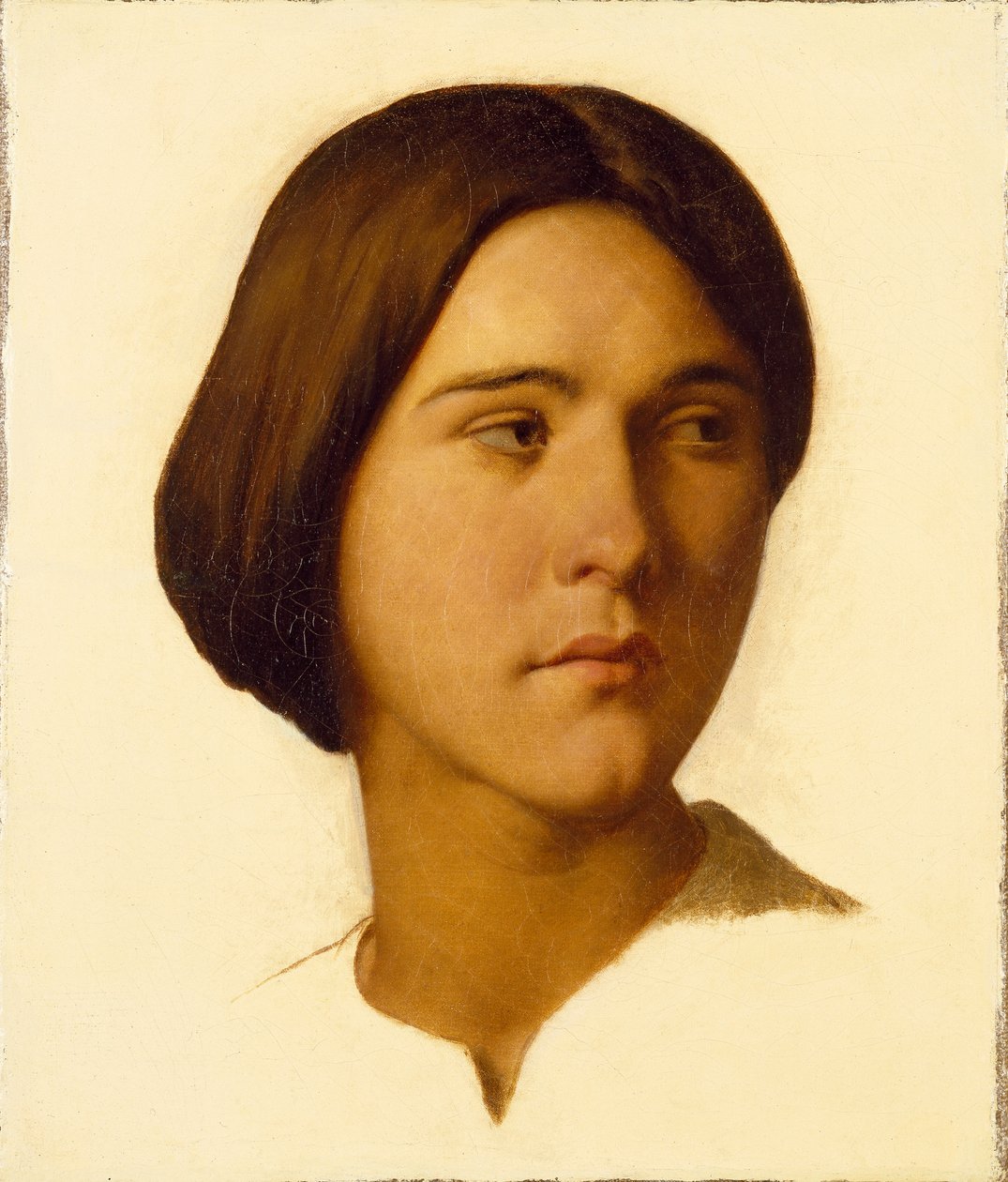 Hoofd van een jonge vrouw, 1840s door Hippolyte Jean Flandrin