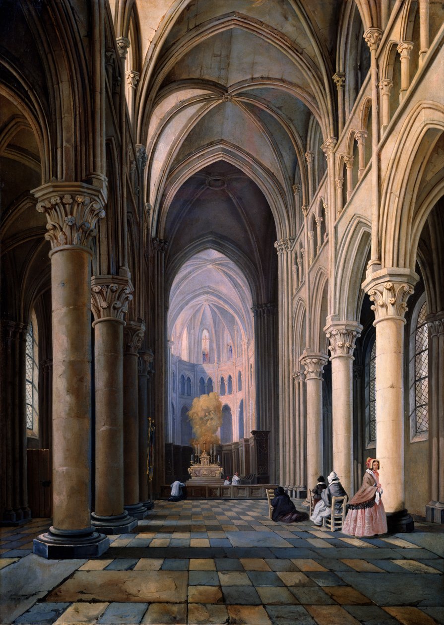 Interieur van een Kerk door Hippolyte Joseph Cuvelier