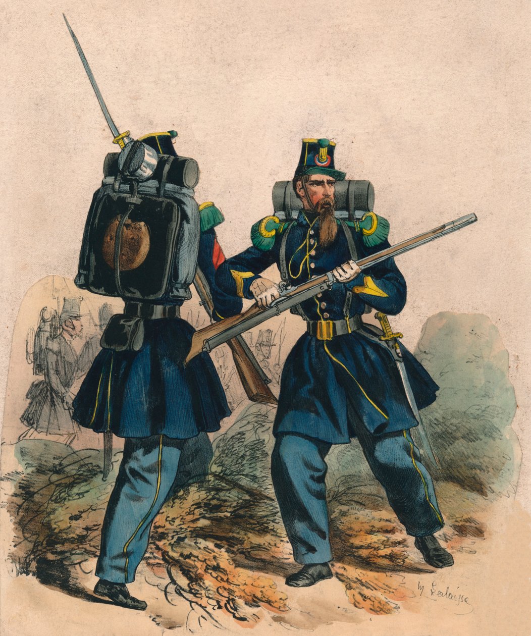 Chasseurs A Pied, midden-late 19e eeuw door Hippolyte Lalaisse