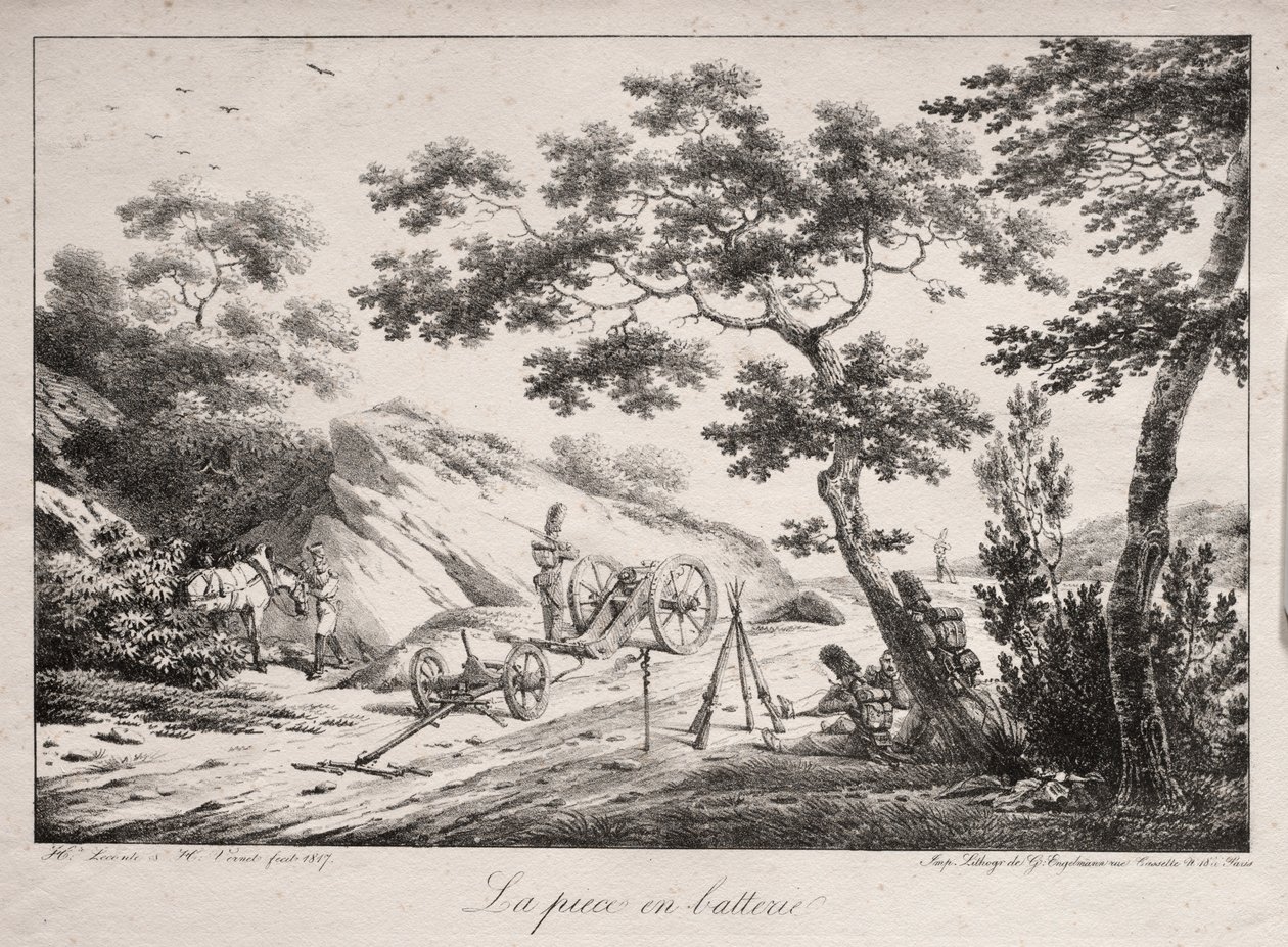 Het kanon klaar om te vuren, 1817 door Hippolyte Lecomte