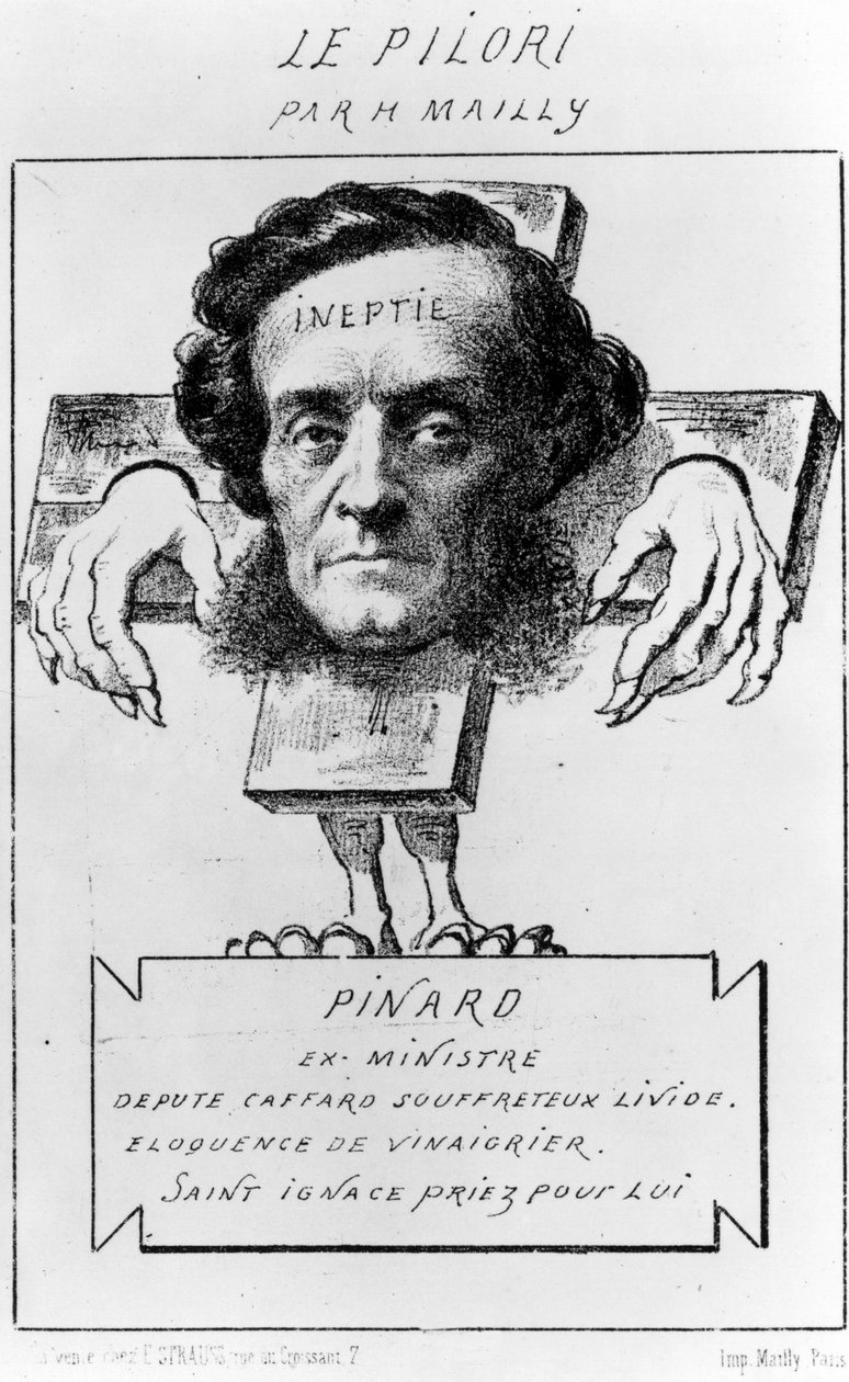 Cartoon van Ernest Pinard, ca. 1857 (litho) door Hippolyte Mailly