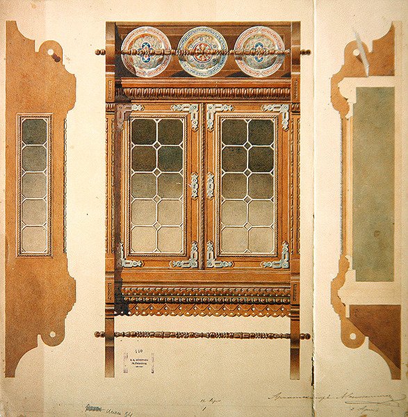 Ontwerp voor een dressoir door Hippolyte Monighetti