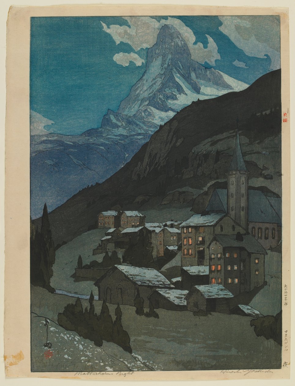 Matterhorn - Nacht, Taisho tijdperk door Hiroshi Yoshida