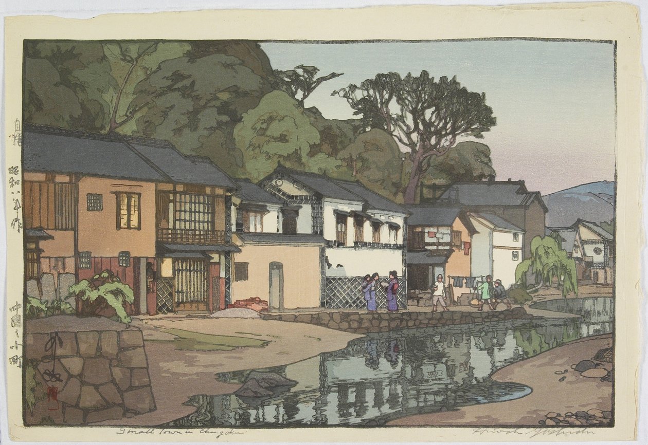 Kleine Stad in Chu_goku District door Hiroshi Yoshida