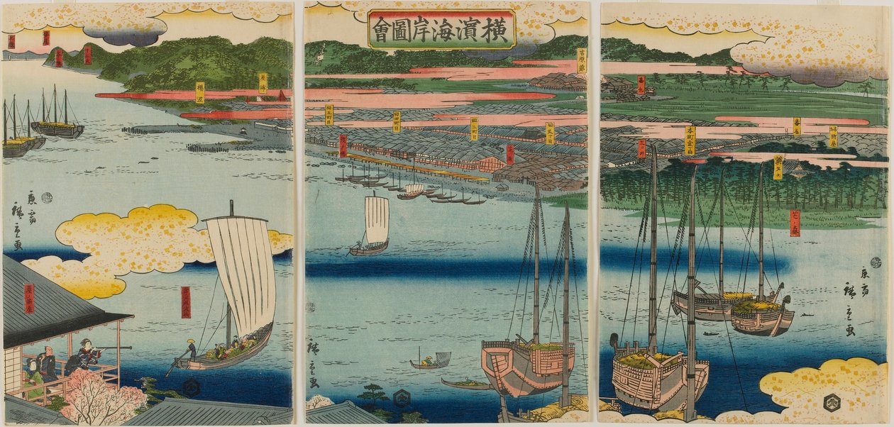 Afbeelding van de Kust van Yokohama, Edo-periode, 1860 door Hiroshige II