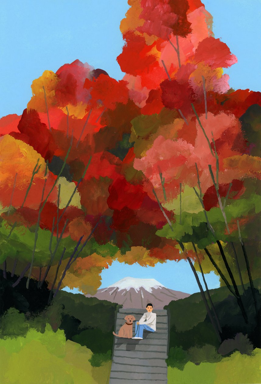Boog van herfstbladeren door Hiroyuki Izutsu