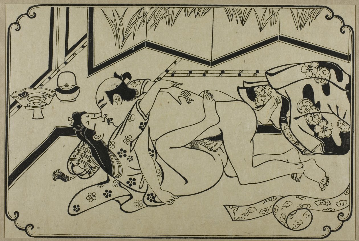 Een blad uit een shunga-album door Hishikawa Moronobu
