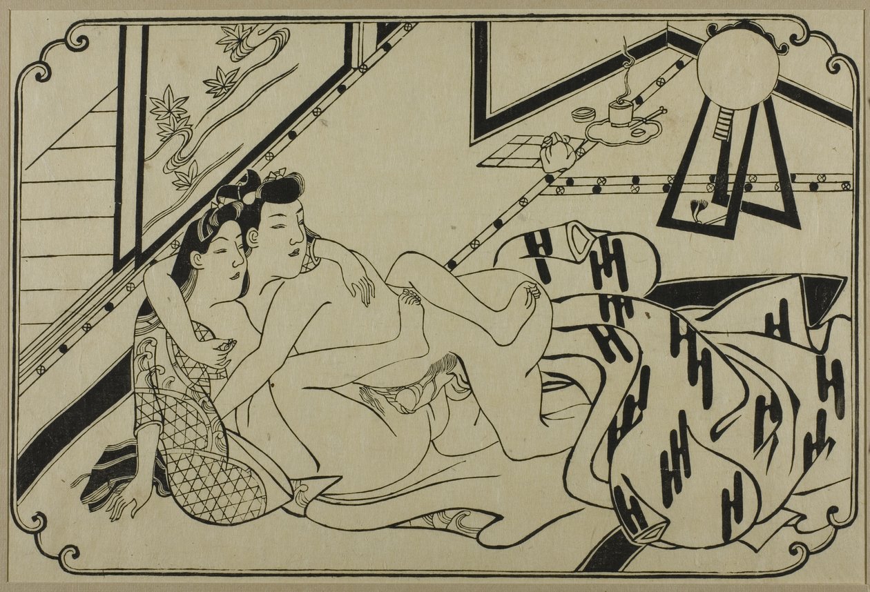 Een blad uit een shunga-album door Hishikawa Moronobu