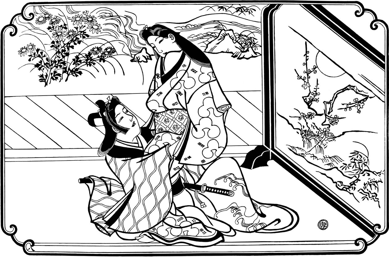 Achter het Scherm, 1680s door Hishikawa Moronobu
