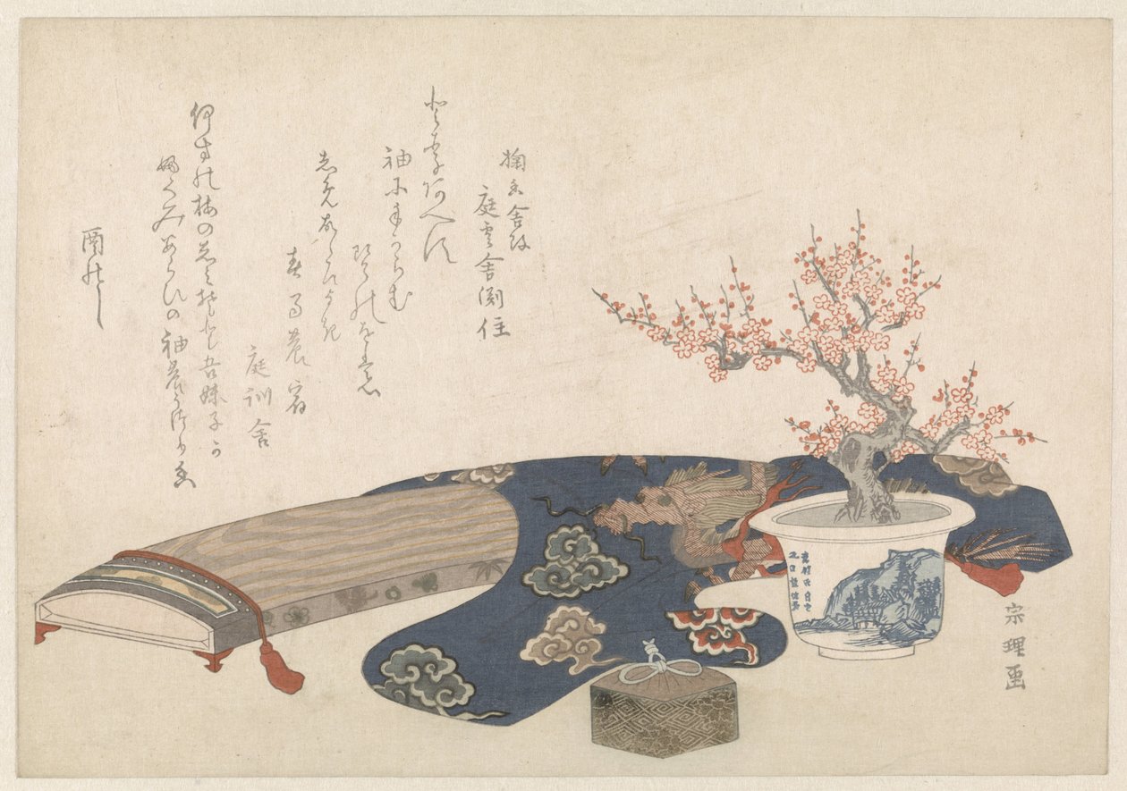 Stilleven met koto door Hishikawa Sori