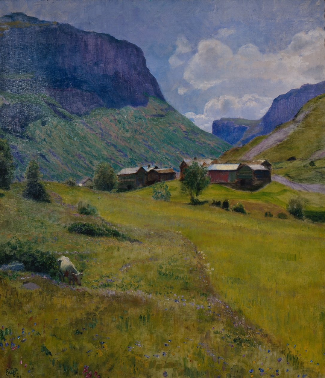 Bergboerderij door Hjalmer Eilif Emanuel Peterssen