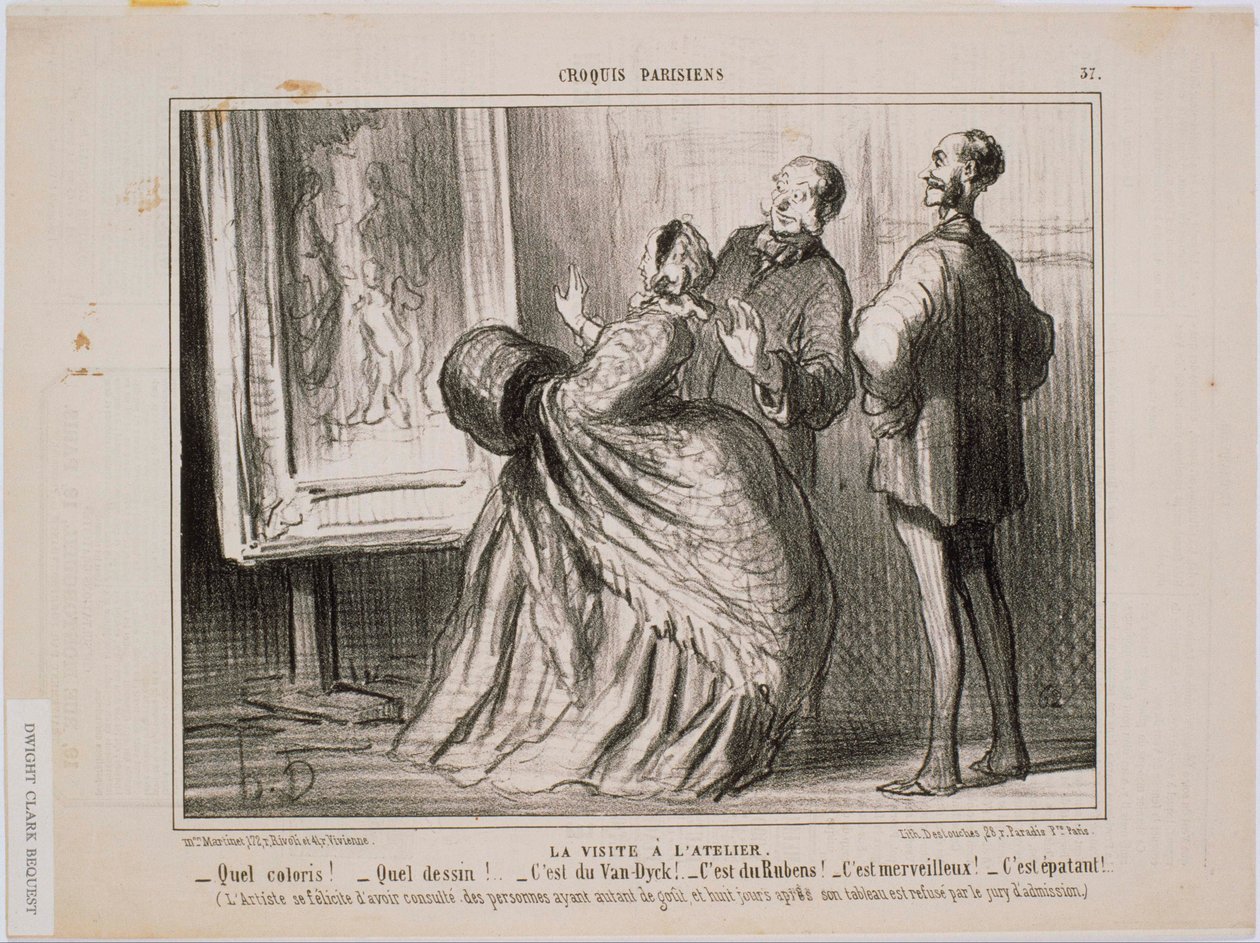 Parijse schetsen - Het atelierbezoek - Wat een schets! Wat een tekening! Het is van Van Dyck door Honoré Daumier