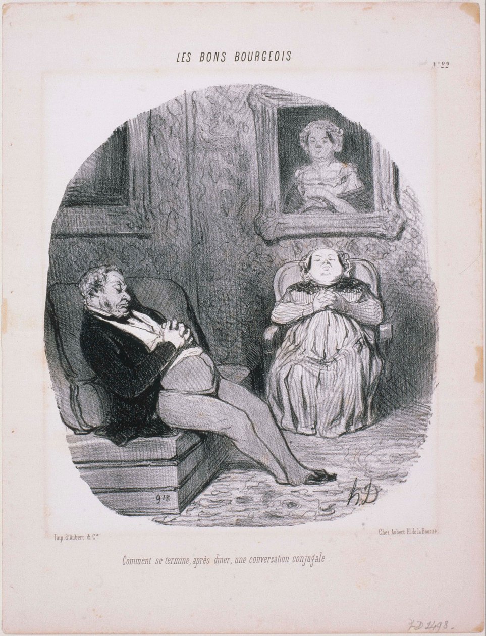 Les Bons Bourgeois- Comment se termine...Une conversation conjugale door Honoré Daumier