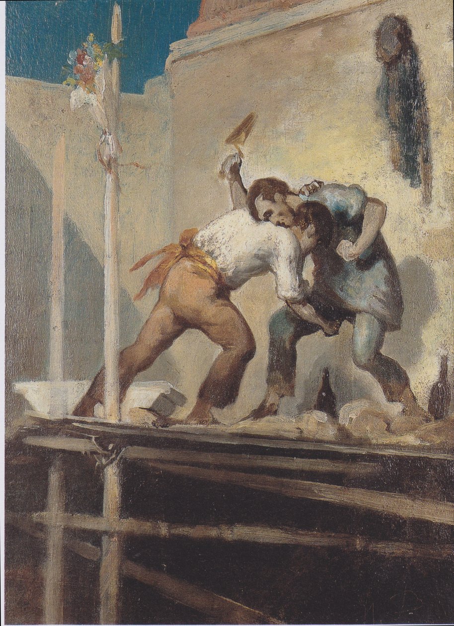 Ruzie tussen metselaars door Honoré Daumier