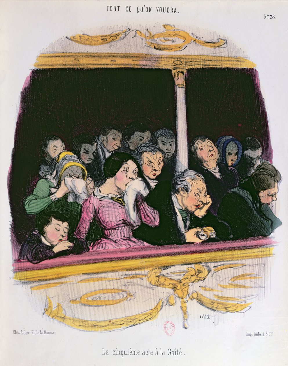 Het vijfde bedrijf in het Gaiety Theatre, midden negentiende eeuw door Honoré Daumier