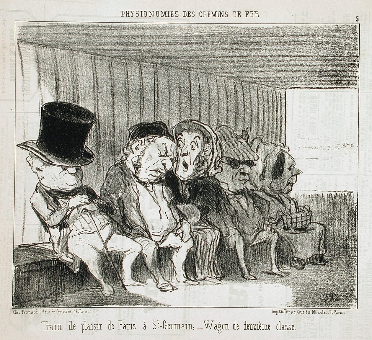 Plezier trein van Parijs naar St-Germain... door Honoré Daumier