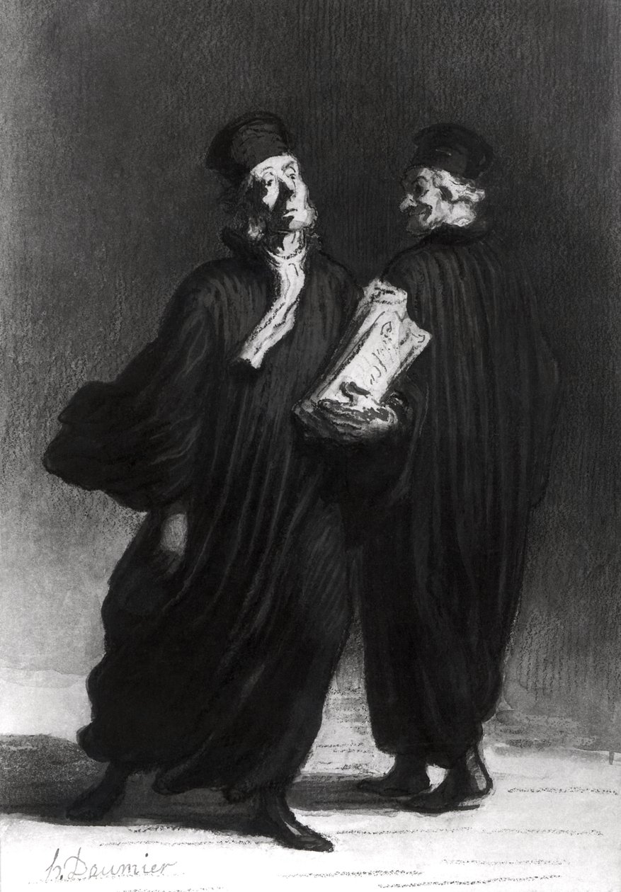 Twee Advocaten, c.1862 door Honoré Daumier