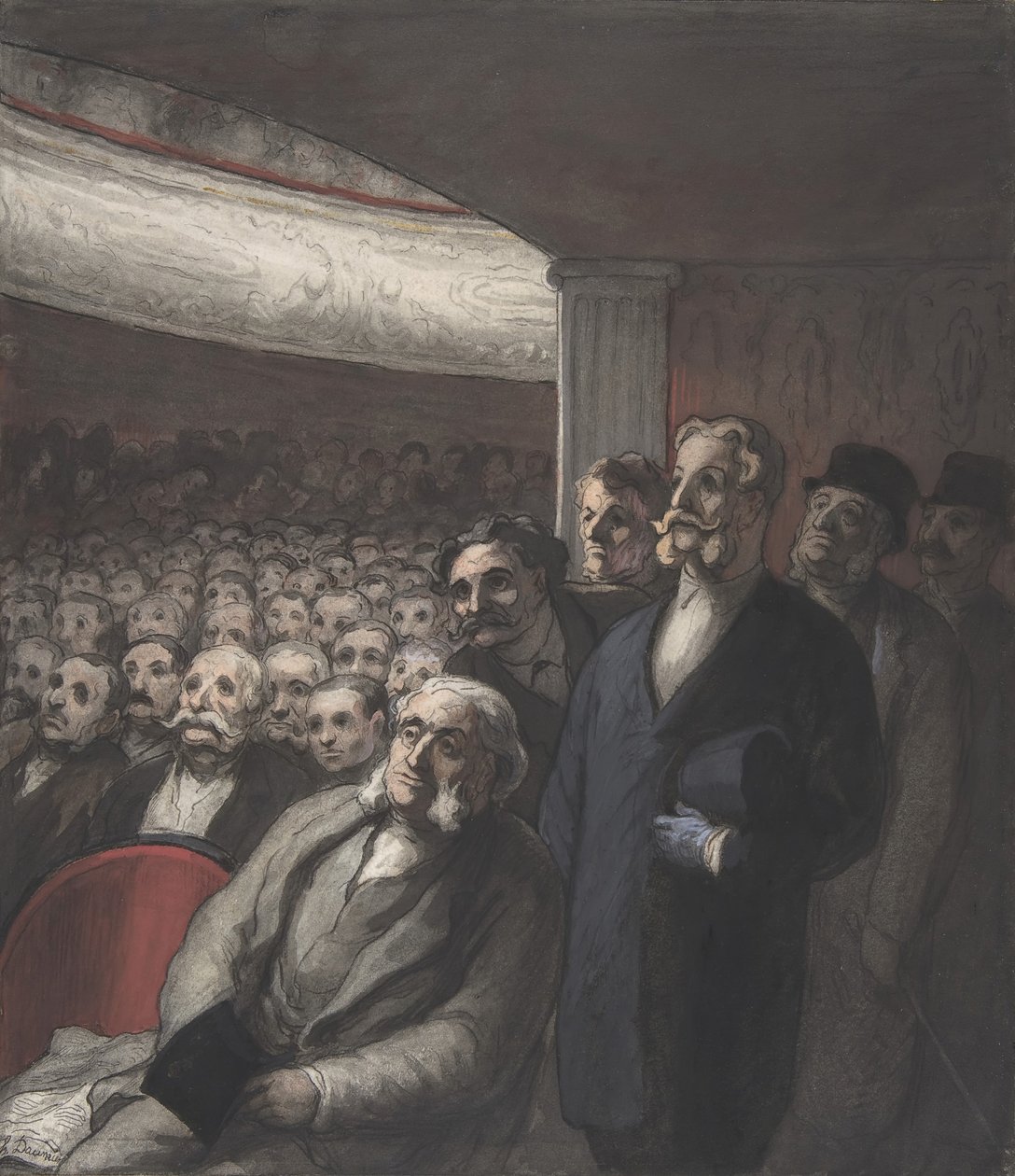 Een theaterpubliek, 19e eeuw door Honoré Daumier