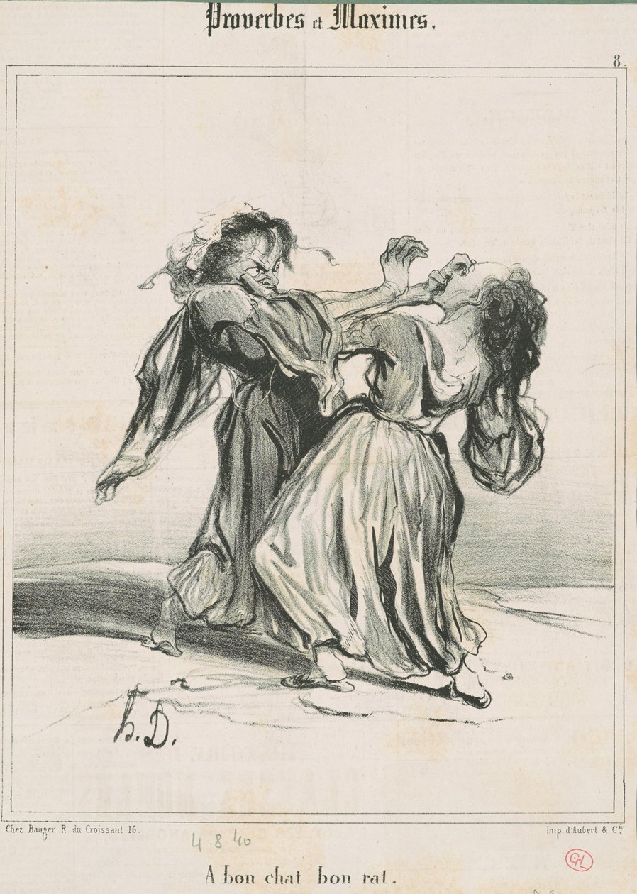 Een Goede Kat Vangt een Goede Rat door Honoré Daumier