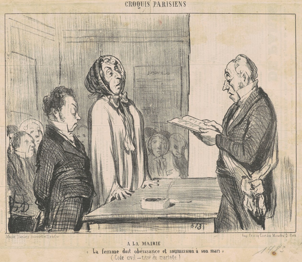 In het gemeentehuis... door Honoré Daumier