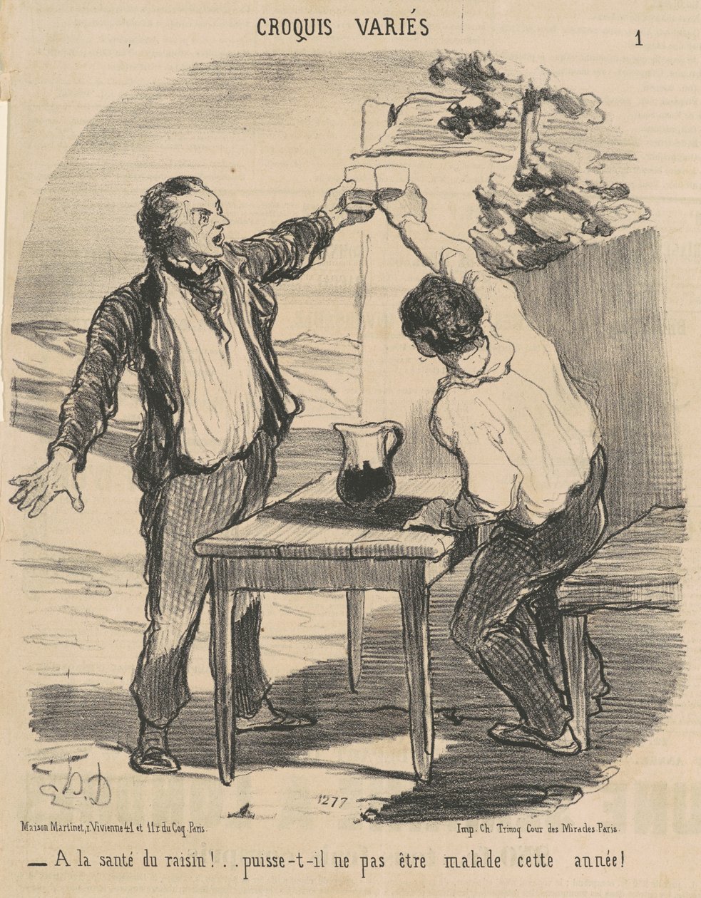 Op de gezondheid van de druif!... door Honoré Daumier