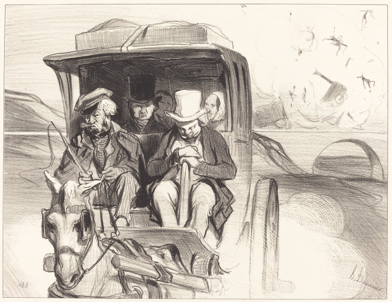 Kom op... wat de duivel koetsier... door Honoré Daumier