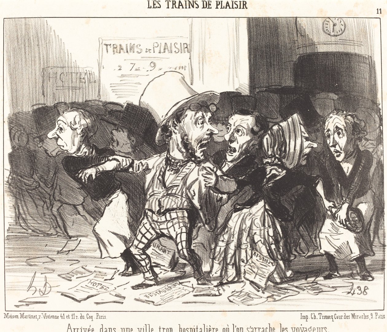 Aankomst in een te gastvrije stad... door Honoré Daumier