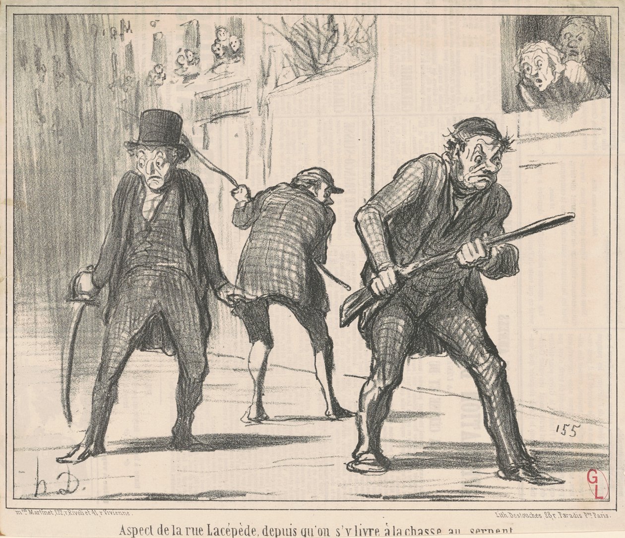 Aspect van de rue Lacépède... door Honoré Daumier