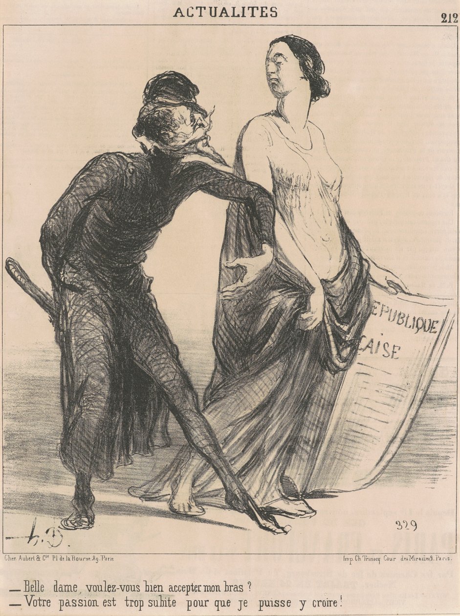 Mooie dame, wilt u ... mijn arm accepteren? door Honoré Daumier