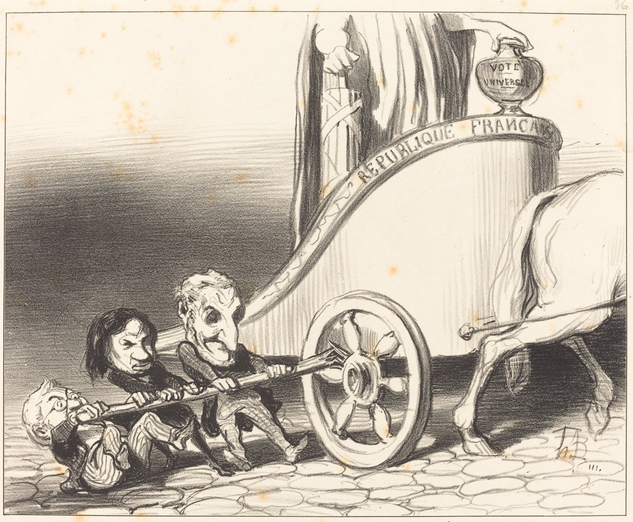 Deze wagen zal altijd rijden... door Honoré Daumier
