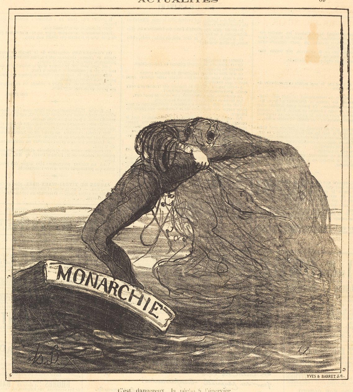 Het is gevaarlijk, vissen met een werpnet door Honoré Daumier
