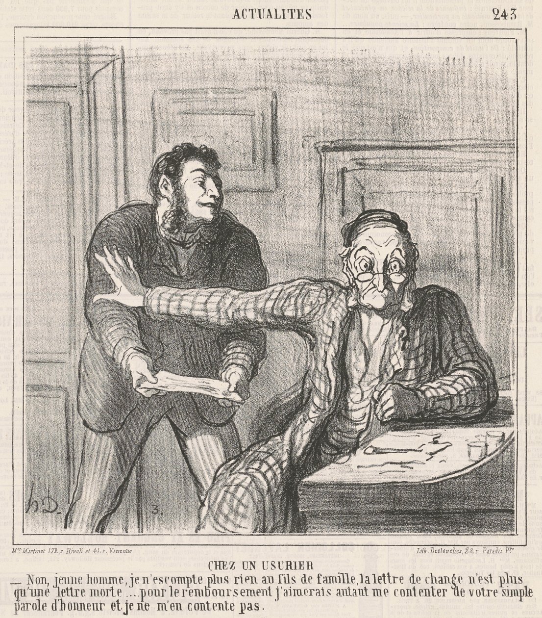 Bij een woekeraar door Honoré Daumier