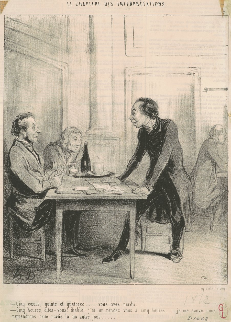 Vijf harten, kwint en veertien ... door Honoré Daumier