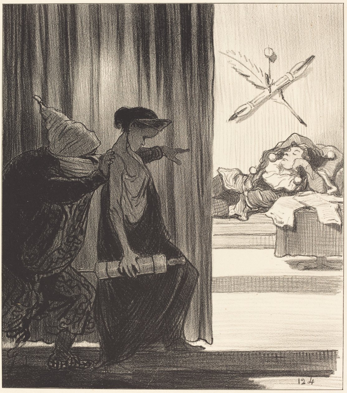Clytemnestre geduwd door mimi Véron... door Honoré Daumier