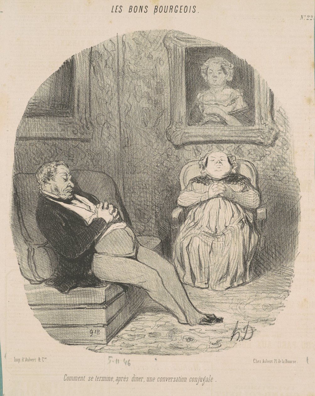 Hoe eindigt ... een echtelijk gesprek door Honoré Daumier