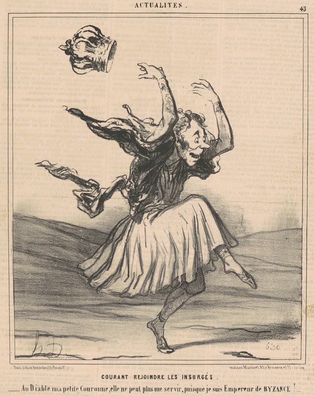 Rennend om zich bij de opstandelingen aan te sluiten door Honoré Daumier