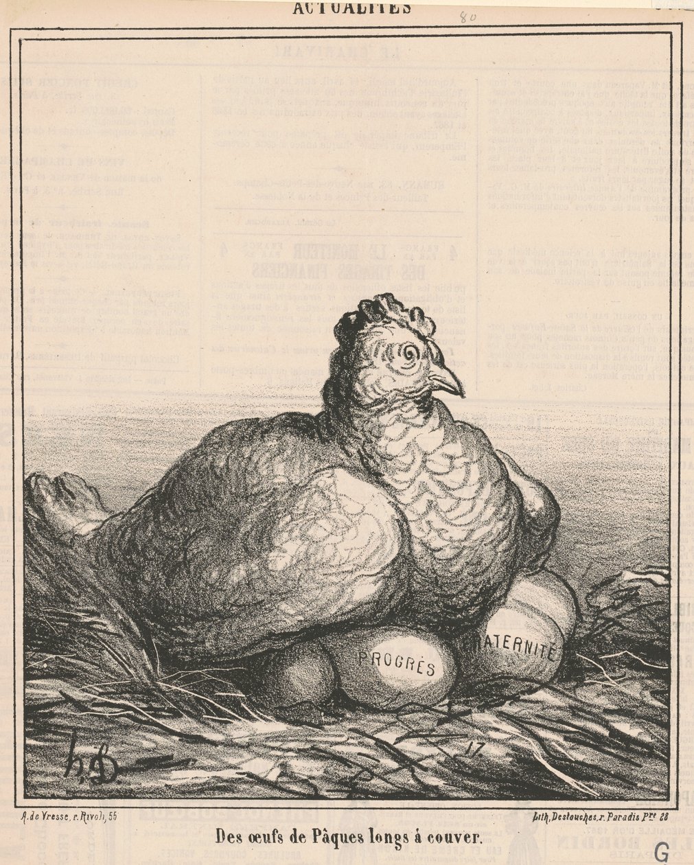 Paaseieren die lang moeten Broeden door Honoré Daumier