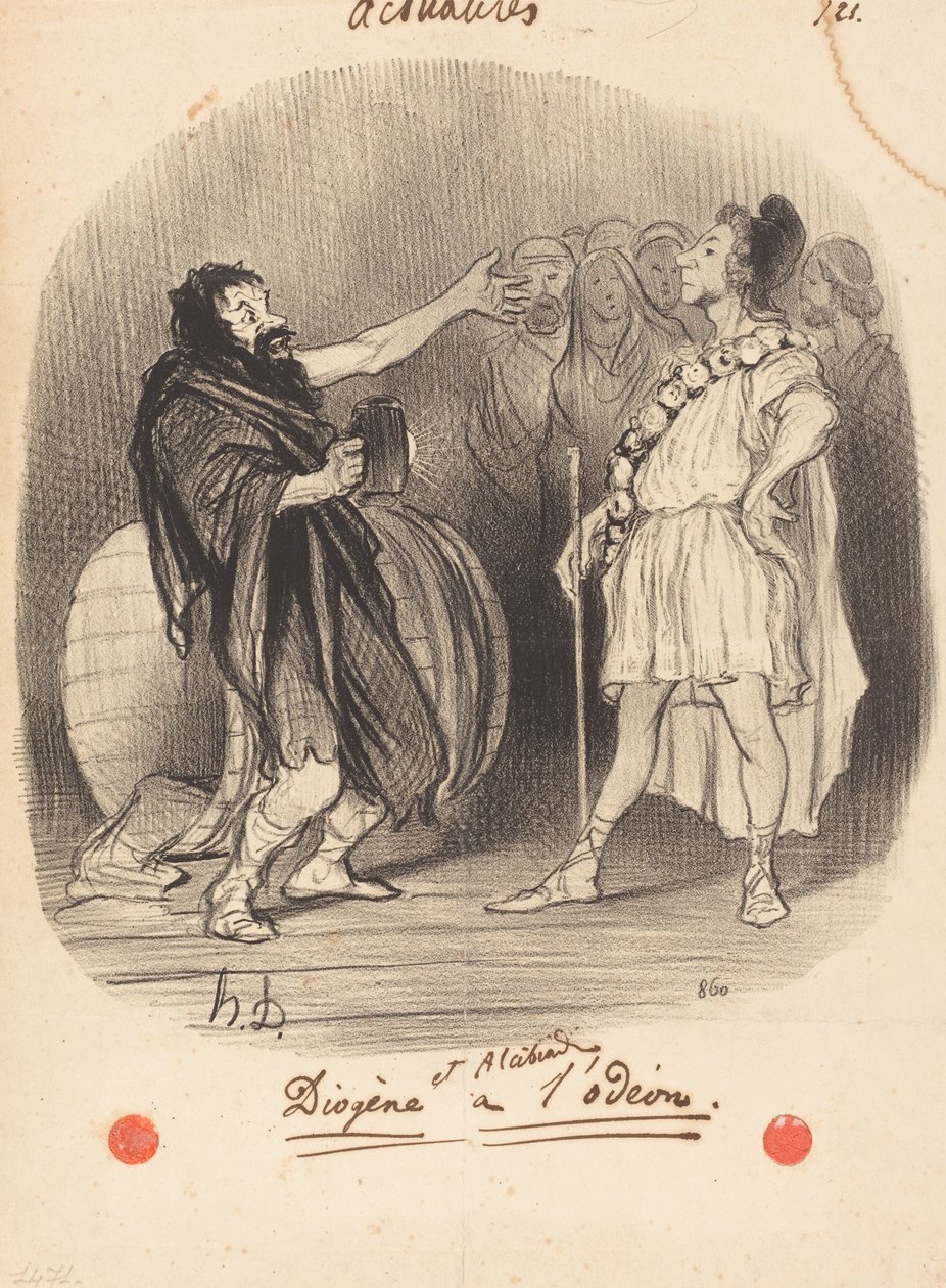 Diogenes en Alcibiades in het Odeon door Honoré Daumier