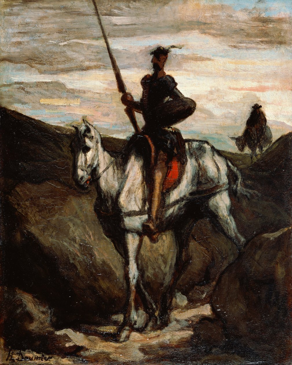 Don Quichot in de bergen door Honoré Daumier