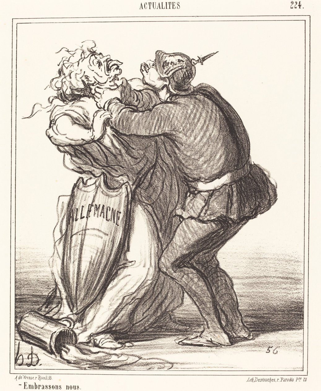 Laten We Kussen door Honoré Daumier